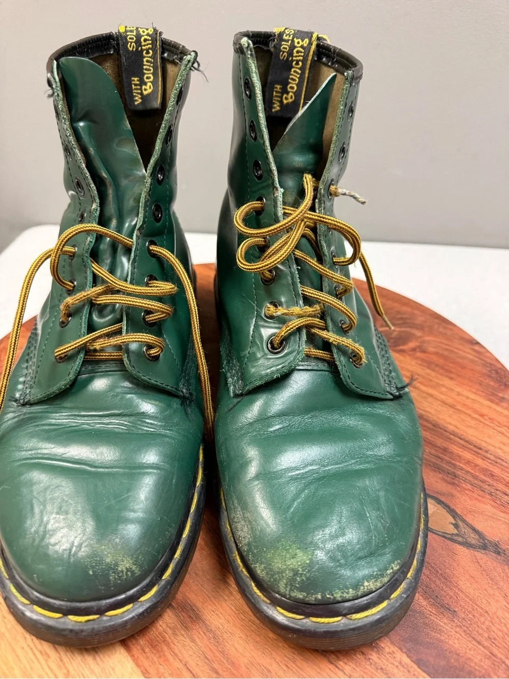 Vintage Dr Martens 1460 Green Made in England 8 Eye Boots UK 10